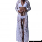 aBellety Ladies Bathing Suit Bikini Cover Up Swimsuit Beachwear Maxi Long Cardigan Floral Lace Kimono Coverups White B07DNC546P